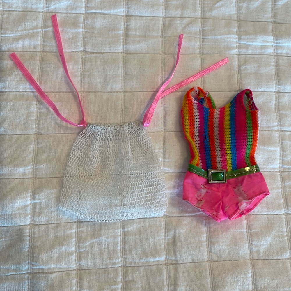 Vintage 1965 Francie doll TNT swimsuit pink striped twist n turn Mattel Barbie